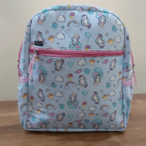 Cute Baby Blue Toddler Daypack with Pink Zippers - Fabric School Bag