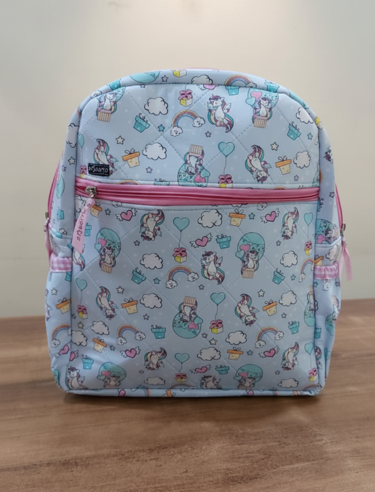Cute Baby Blue Toddler Daypack with Pink Zippers – Fabric School Bag