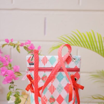 Baggito Floral Argyle Sling Bag with Bows