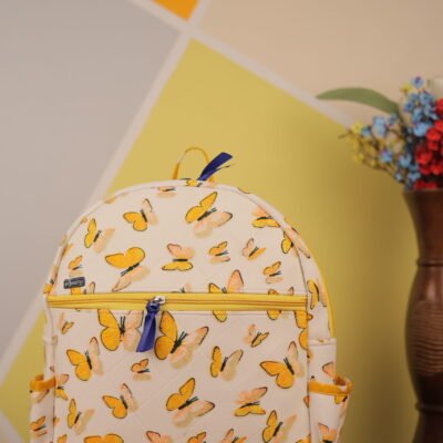 Baggito Yellow Butterfly Quilted Kids Backpack