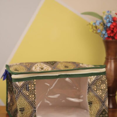 Baggito Green & Gold Batik Clothes Organizer with Clear Window