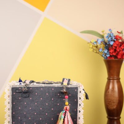 Baggito Denim Polka Dot Handbag