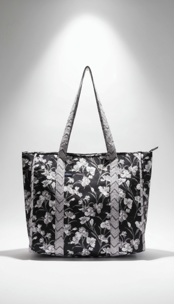 Baggito Monochrome Floral Tote Bag