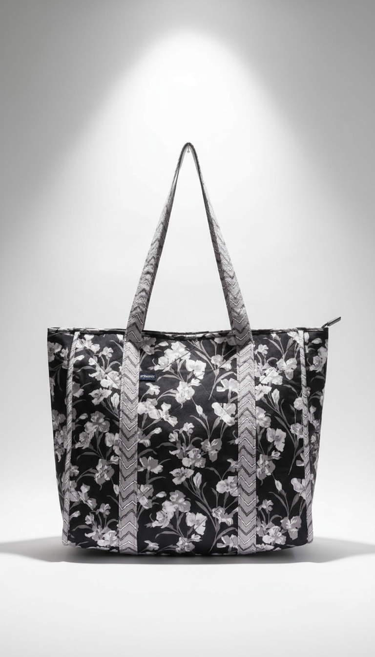 Baggito Monochrome Floral Tote Bag