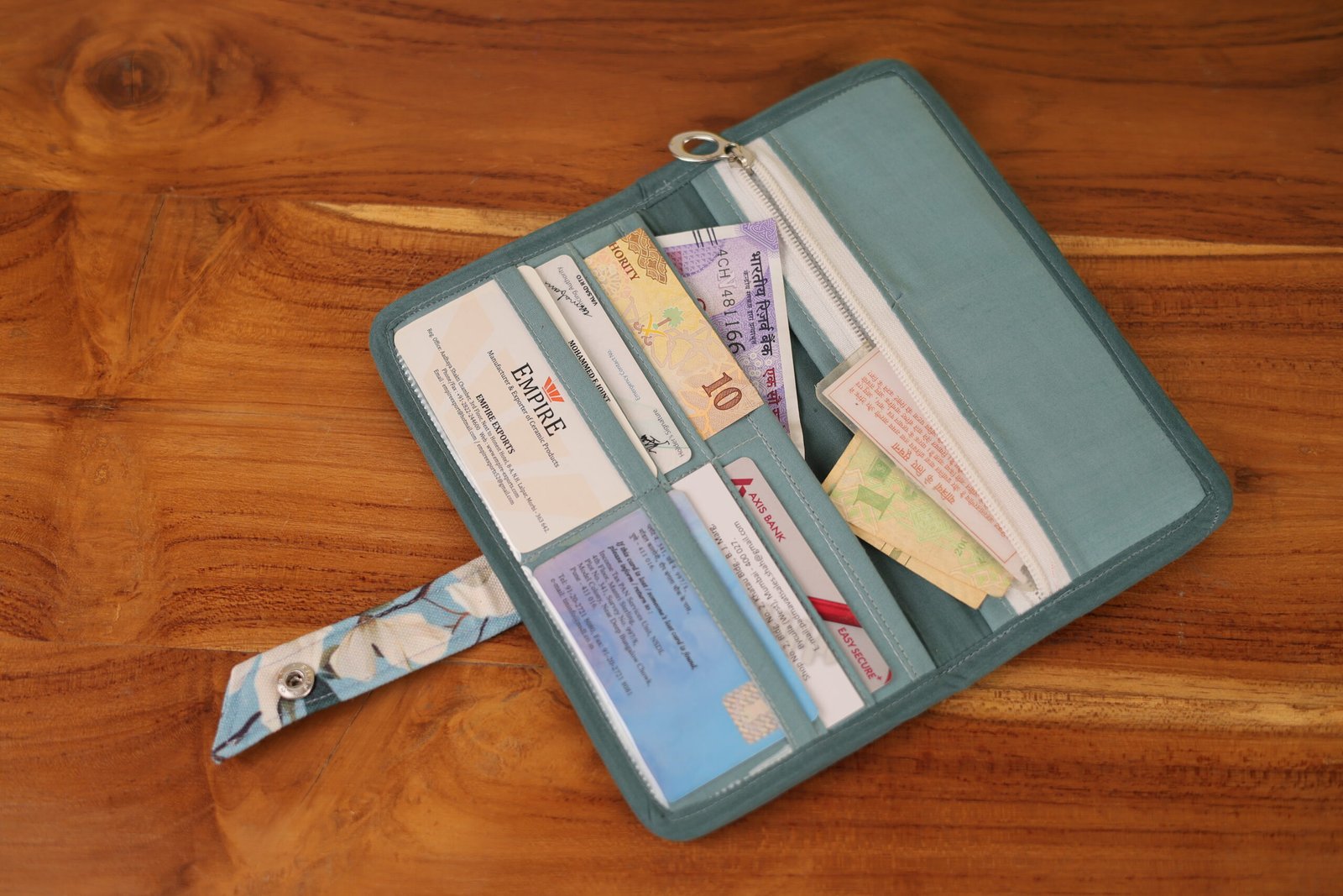 Baggito Mussoorie Floral Wallet with Teal Trim