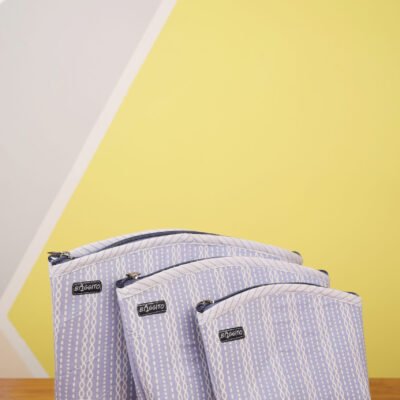 Baggito Blue & White Quilted Pouch Combo Set (Set of 3)