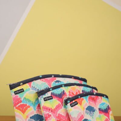 Baggito Watercolor Ikat Quilted Pouch Combo Set (Set of 3)