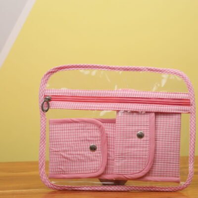 Baggito Pink & White Gingham Personal Care Travel Combo